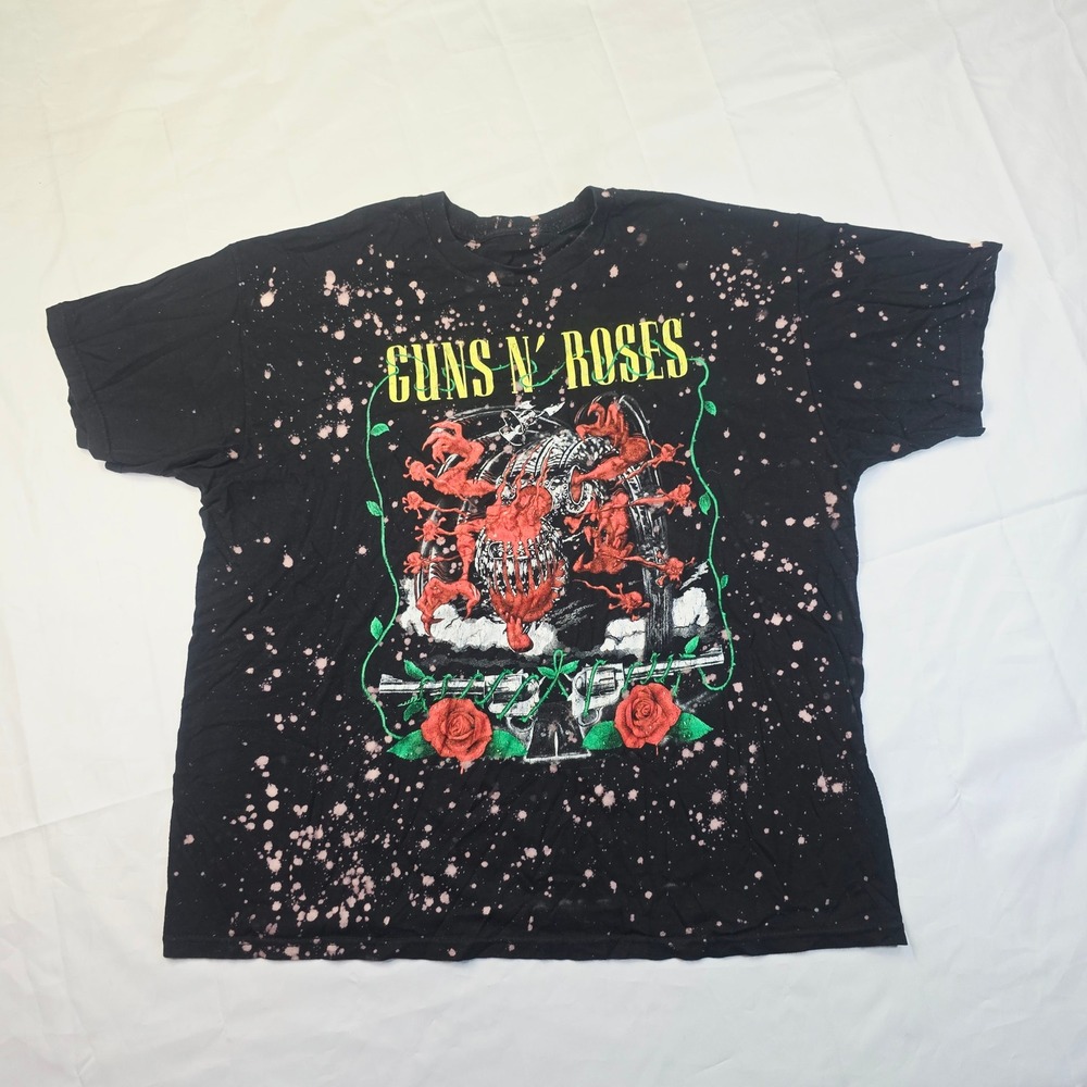 Guns N Roses Mens Appetite For Destruction T-Shirt XXL Black Bleach Splatter B22